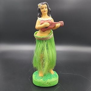 Vintage Hula Girl Ukulele Bobber Chalkware Dashboard Ceramics Japan Dated 1988